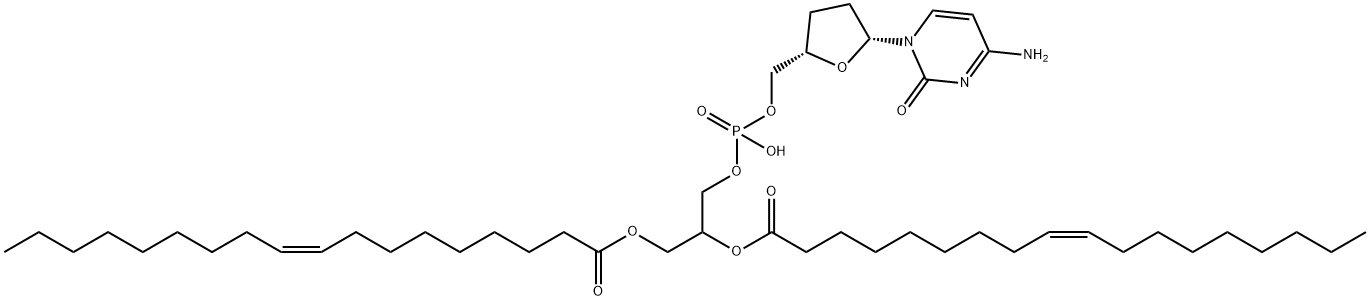 1,2-dioleoyl-glycero-3-phospho-5'-(2',3')-dideoxycytidine Struktur