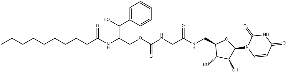 5'-((N-(2-decanoylamino-3-hydroxy-3-phenylpropyloxycarbonyl)glycyl)amino)-5'-deoxyuridine Struktur