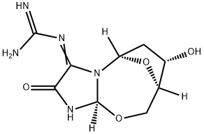 2,5'-anhydro-1-(2'-deoxy-beta-erythro-pentofuranosyl)-5-guanidinylidene-2-hydroxy-4-oxoimidazolidine Struktur