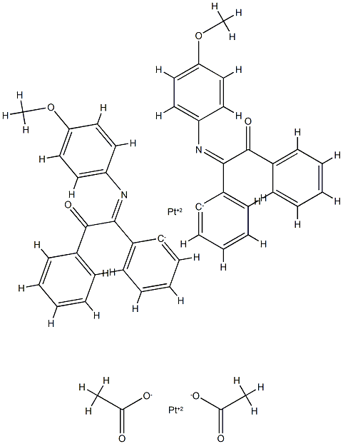 bis(mu-(acetato-O:O'))bis(N-(4-methoxyphenyl)-alpha-benzoylbenzylideneamine)diplatinum(II) Struktur