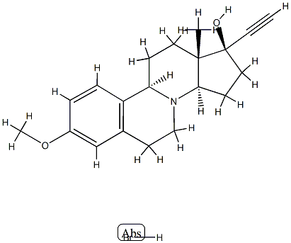 Benzo[a]cyclopenta[f]quinolizin-1-ol,1-ethynyl-1,2,3,3a,5,6,10b,11,12,12a-decahydro-8-methoxy-12a-methyl-,hydrobromide (1:1), (1R,3aR,10bR,12aS)-rel- Struktur