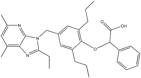 alpha-((1-((2-ethyl-5,7-dimethylimidazo(4,5-b)pyridin-3-yl)methyl)-3,5-dipropylphenyl-4-yl)oxy)phenylacetic acid Struktur