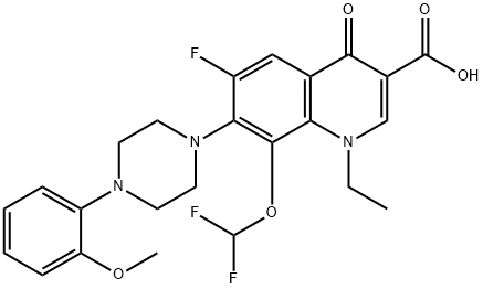 1-Ethyl-8-difluoromethoxy-6-fluoro-1,4-didehydro-7-[4-(2-methoxyphenyl )-1-piperazinyl]-4-oxoquinoline-3-carboxylic acid Struktur