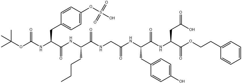 t-butyloxycarbonyl-sulfotyrosyl-norleucyl-glycyl-tyrosyl-aspartyl-2-phenylethyl ester Struktur