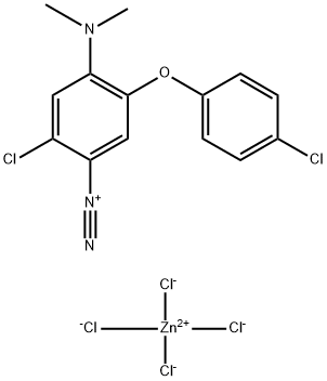 2-chloro-5-(4-chlorophenoxy)-4-dimethylaminobenzenediazonium tetrachlorozincate (2:1)  Struktur