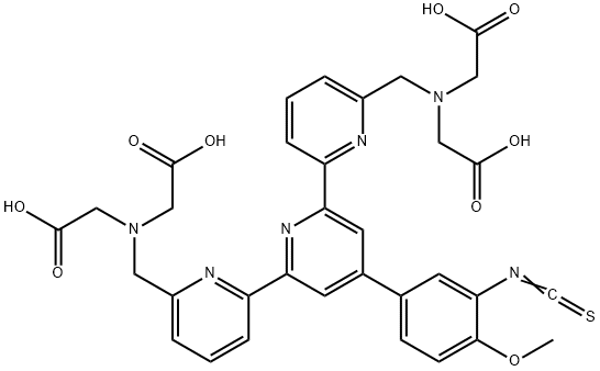 4-(3-isothiocyanate-4-methoxyphenyl)-6,6''-bis(N,N-di-(carboxymethylaminomethyl))-2,2'-6',2''-terpyridine Struktur