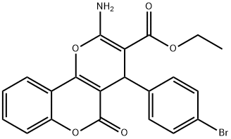 ethyl 2-amino-4-(4-bromophenyl)-5-oxo-4H,5H-pyrano[3,2-c]chromene-3-carboxylate Struktur