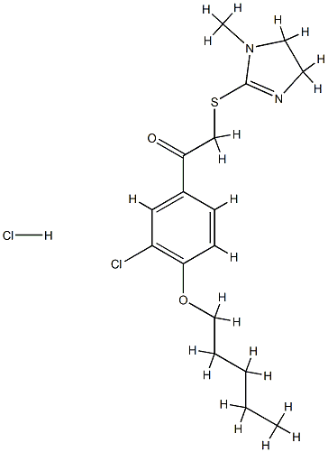 1-(3-chloro-4-pentoxy-phenyl)-2-[(1-methyl-4,5-dihydroimidazol-2-yl)su lfanyl]ethanone hydrochloride Struktur