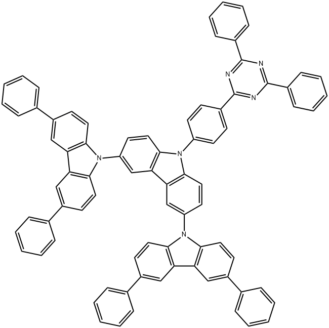 9'- [4- (4, 6- diphenyl- 1,3,5- triazin- 2-yl) phenyl]-3,3'', 6,6''-tetraphenyl-9,3 ':6',9''-ter-9H-carbazole Struktur