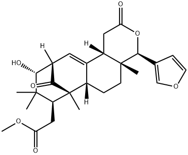 (4R)-4-(3-Furyl)-1,4,4a,5,6,6aβ,7,8,9,10,11,12bβ-dodecahydro-10α-hydroxy-4aβ,7,9,9-tetramethyl-2,13-dioxo-7α,11α-methano-2H-cycloocta[f][2]benzopyran-8β-acetic acid methyl ester Struktur