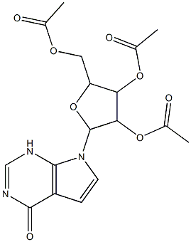 [3,4-diacetyloxy-5-(5-oxo-2,4,9-triazabicyclo[4.3.0]nona-3,7,10-trien-9-yl)oxolan-2-yl]methyl acetate Struktur