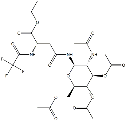 N4-(2-Acetylamino-3-O,4-O,6-O-triacetyl-2-deoxy-β-D-glucopyranosyl)-N2-trifluoroacetyl-L-asparagine ethyl ester Struktur