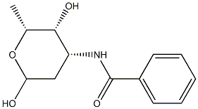 3-(Benzoylamino)-2,3,6-trideoxy-D-lyxo-hexopyranose Struktur