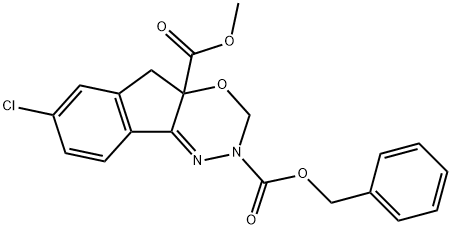 7-Chloroindeno[1,2-e][1,3,4]oxadiazine-2,4a(3H,5H)-dicarboxylic acid 4a-methyl 2-benzyl ester Struktur