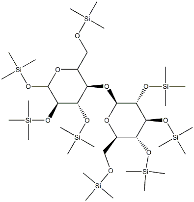 1-O,2-O,3-O,6-O-Tetrakis(trimethylsilyl)-4-O-[2-O,3-O,4-O,6-O-tetrakis(trimethylsilyl)-β-D-glucopyranosyl]-D-glucopyranose Struktur