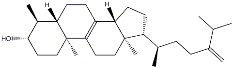 4 alpha-methyl-5 alpha-ergosta-8,24(28)-dien-3 beta-ol Struktur