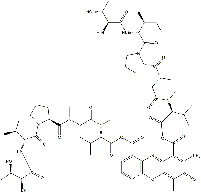 Actinocinedioylbis(L-Thr-D-aIle-L-Pro-N-methyl Gly-N-methyl-L-Val-OH) Struktur