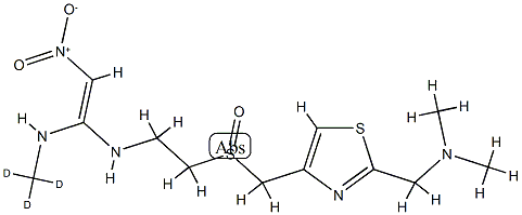 (E)-1-N-[2-[[2-[(dimethylamino)methyl]-1,3-thiazol-4-yl]methylsulfinyl]ethyl]-2-nitro-1-N'-(trideuteriomethyl)ethene-1,1-diamine Struktur