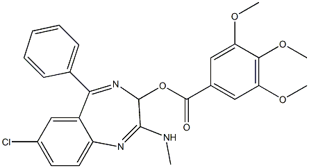 7-Chloro-2-(methylamino)-5-phenyl-3H-1,4-benzodiazepin-3-yl=3,4,5-trimethoxybenzoate Struktur