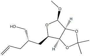 Methyl 5,6,7,8,9-pentadeoxy-2,3-O-(1-methylethylidene)-6-[[(phenylmethoxy)carbonyl]amino]-alpha-L-talo-non-8-enofuranoside Struktur