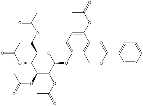 2-[(Benzoyloxy)methyl]-4-acetyloxyphenyl 2-O,3-O,4-O,6-O-tetraacetyl-β-D-glucopyranoside Struktur