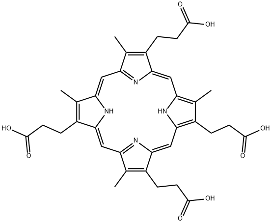 3,8,12,17-tetramethyl-21H,23H-Porphine-2,7,13,18-tetrapropanoic acid Struktur