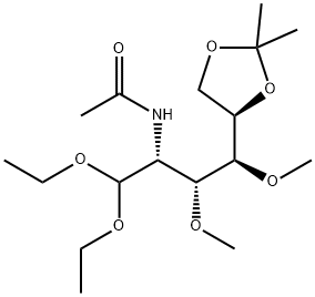 2-Acetylamino-2-deoxy-5-O,6-O-isopropylidene-3-O,4-O-dimethyl-D-glucose diethyl acetal Struktur