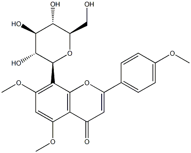 8-β-D-Glucopyranosyl-5,7-dimethoxy-2-(4-methoxyphenyl)-4H-1-benzopyran-4-one Struktur