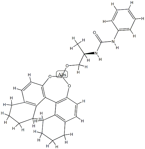 1-{(2R)-1-[(11bR)-8,9,10,11,12,13,14,15-Octahydrodinaphtho[2,1-d:1',2'-f][1,3,2]dioxaphosphepin-4-yloxy]propan-2-yl}-3-phenylurea Struktur