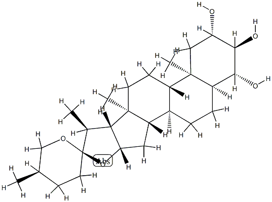 (25R)-5β-Spirostane-2β,3α,4β-triol Struktur