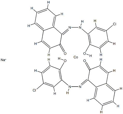 Cobaltate(1-), bis[1-[(5-chloro-2-hydroxyphenyl) azo]-2-naphthalenolato(2-)]-, sodium Struktur