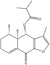 4β-(Isobutyryloxy)-3,4aβ,5β-trimethyl-4,4a,5,6-tetrahydronaphtho[2,3-b]furan-9(7H)-one Struktur