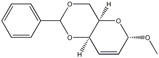 1-O-Methyl-4-O,6-O-benzylidene-2,3-dideoxy-α-D-threo-2-hexenopyranose Struktur