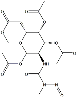 2-Deoxy-2-(3-methyl-3-nitrosoureido)-D-glucopyranose 1,3,4,6-tetraacetate Struktur