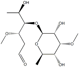 4-O-(6-Deoxy-3-O-methyl-β-D-allopyranosyl)-3-O-methyl-2,6-dideoxy-D-ribo-hexose Struktur