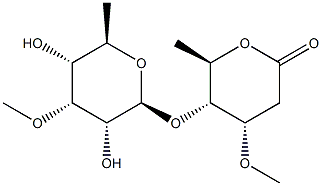 6-Deoxy-3-O-Methyl-beta-allopyranosyl(1-4)-beta-cyMaronic acid delta-lactone Struktur