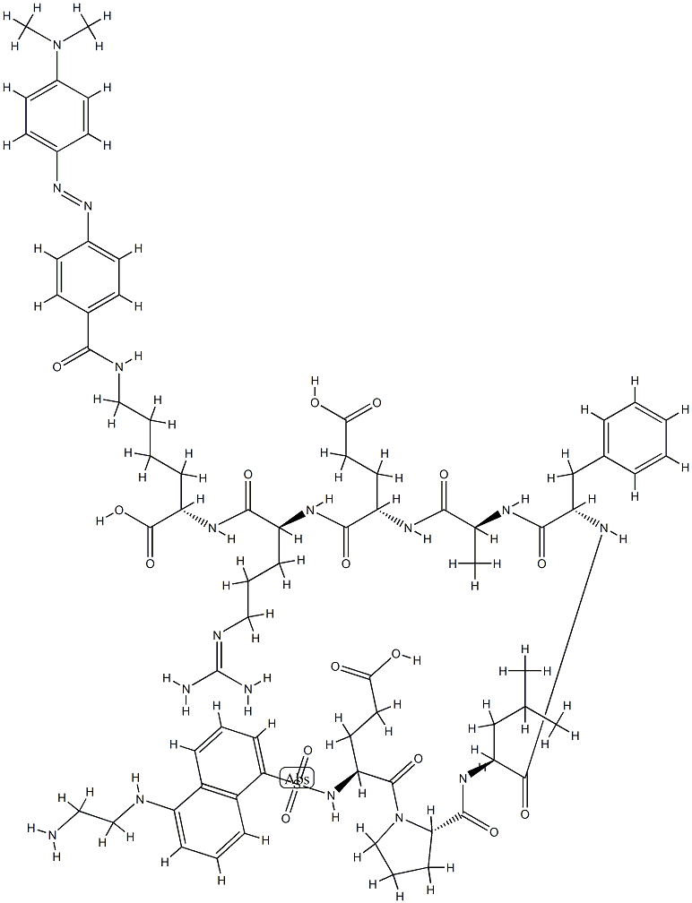 H-GLU(EDANS)-PRO-LEU-PHE-ALA-GLU-ARG-LYS(DABCYL)-OH Struktur