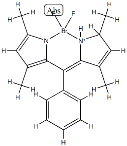 Difluoro{2-[(3,5-dimethyl-2H-pyrrol-2-ylidene-N)phenylmethyl]-3,5-dimethyl-1H-pyrrolato-N}boron Struktur