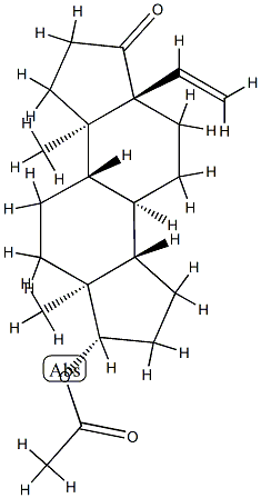 A-Nor-17β-acetyloxy-5-vinyl-5α-androstan-3-one Struktur