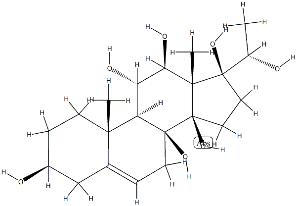 (14β,17S,20S)-Pregn-5-ene-3β,8,11α,12β,14,17,20-heptol Struktur