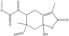 6-Vinyl-2,4,5,6,7,7a-hexahydro-7a-hydroxy-3,6-dimethyl-α-methylene-2-oxo-5-benzofuranacetic acid methyl ester Struktur