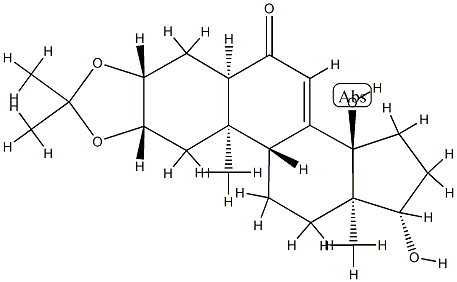 14,17β-Dihydroxy-2β,3β-(isopropylidenebisoxy)-5β-androst-7-en-6-one Struktur