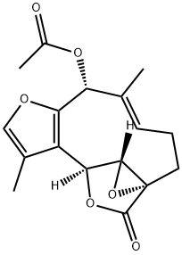 (1aS,4E,6R,10S,10aR)-6-Acetoxy-3,6,10,10a-tetrahydro-5,9-dimethyl-10,1a-(epoxymethano)-2H-oxireno[4,5]cyclodeca[1,2-b]furan-12-one Struktur