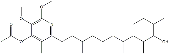 α-sec-Butyl-4-acetyloxy-5,6-dimethoxy-β,δ,θ,3-tetramethyl-2-pyridine-1-decanol Struktur