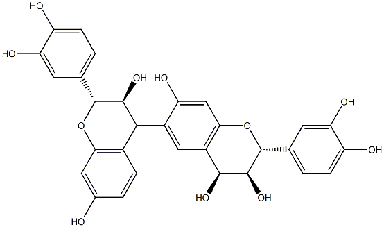 (2R,2'R,3S,3'S,4S,4'R)-3,3',4,4'-Tetrahydro-2,2'-bis(3,4-dihydroxyphenyl)-4,6'-bi[2H-1-benzopyran]-3,3',4',7,7'-pentol Struktur