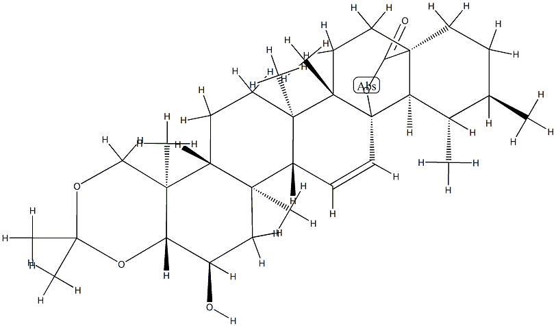 2α,13-Dihydroxy-3β,23-[(1-methylethylidene)bis(oxy)]urs-11-en-28-oic acid 28,13-lactone Struktur