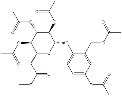 4-Hydroxy-2-(hydroxymethyl)phenyl β-D-glucopyranoside hexaacetate Struktur