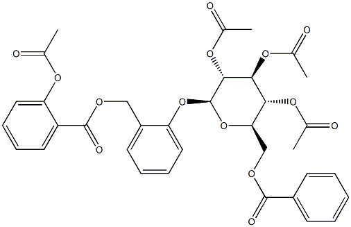 2-[(2-Acetoxybenzoyloxy)methyl]phenyl 2-O,3-O,4-O-triacetyl-6-O-benzoyl-β-D-glucopyranoside Struktur