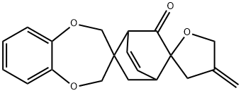 4''-Methylene-7',8'-didehydro-4'',5''-dihydrodispiro[2H-1,5-benzodioxepin-3(4H),2'-bicyclo[2.2.2]octane-5',2''(3''H)-furan]-6'-one Struktur