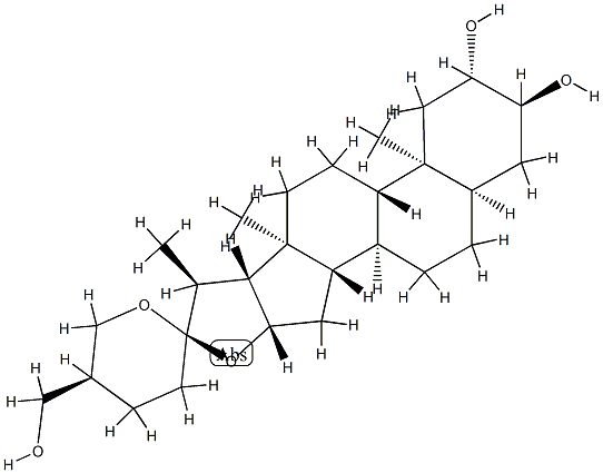 (25S)-5β-Spirostane-2β,3α,27-triol Struktur